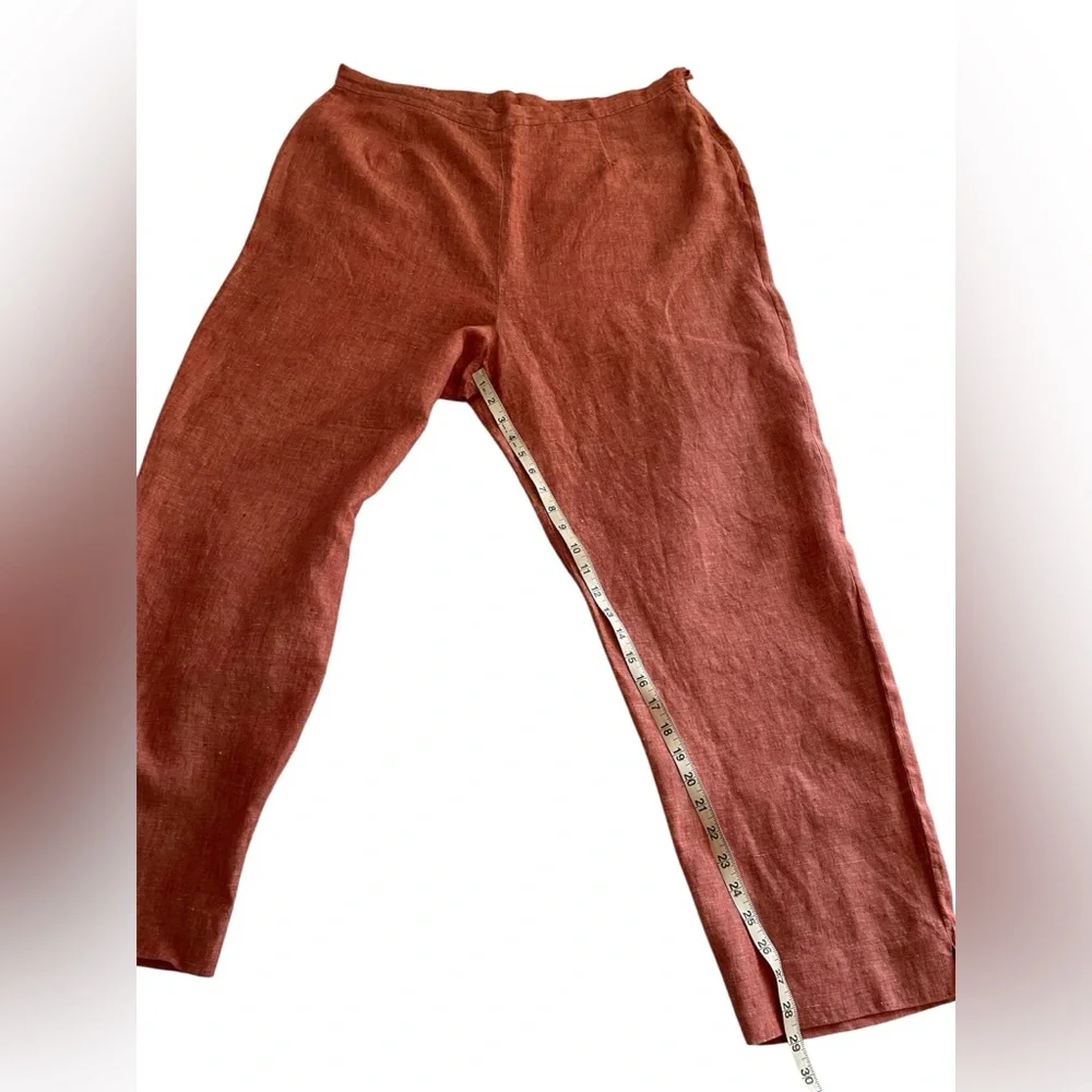 100%‎ Linen Cropped Pants Coral Women’s 1X Plus Size Janine Dray